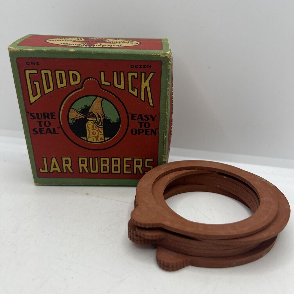 Vintage 1910's Good Luck Jar Rubbers Open‎ Box Only 8 Included